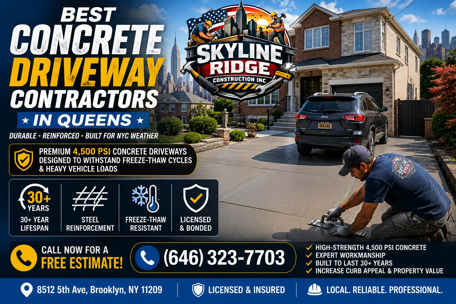 Concrete driveway experts in Queens