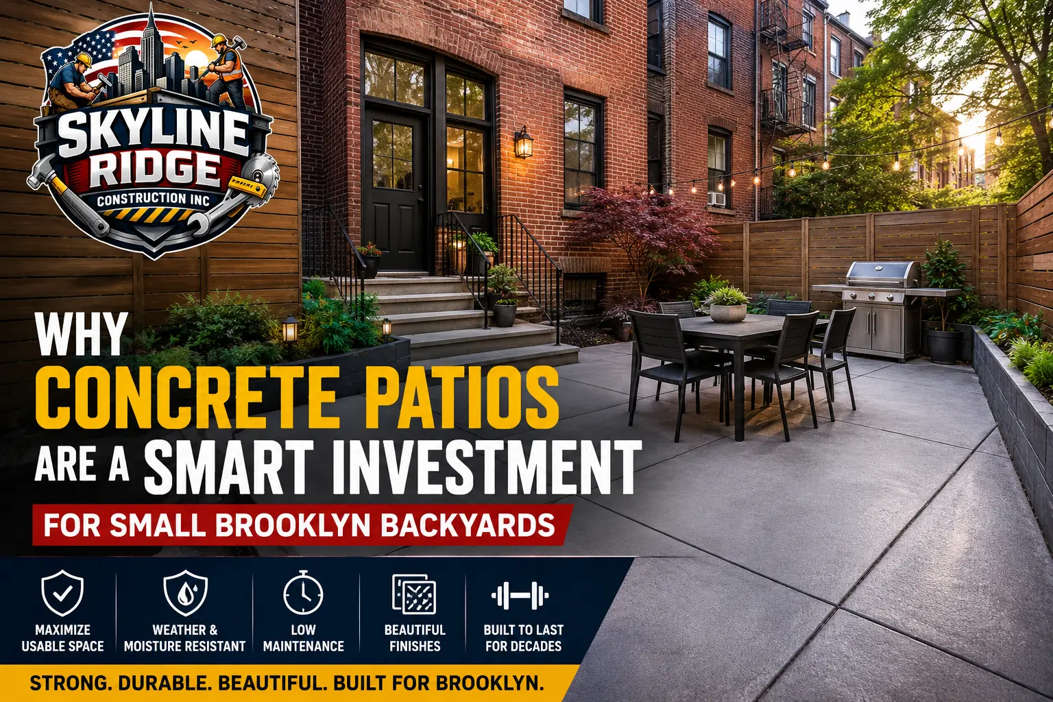 Cozy urban backyard patio in Brooklyn