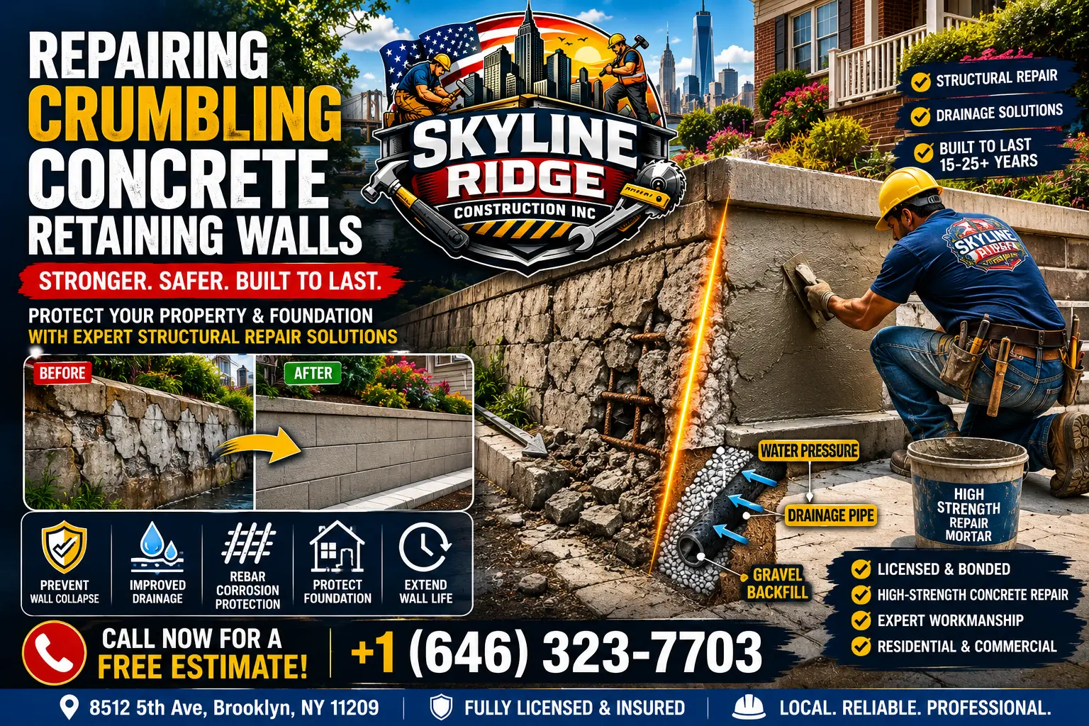 Retaining wall repair advertisement