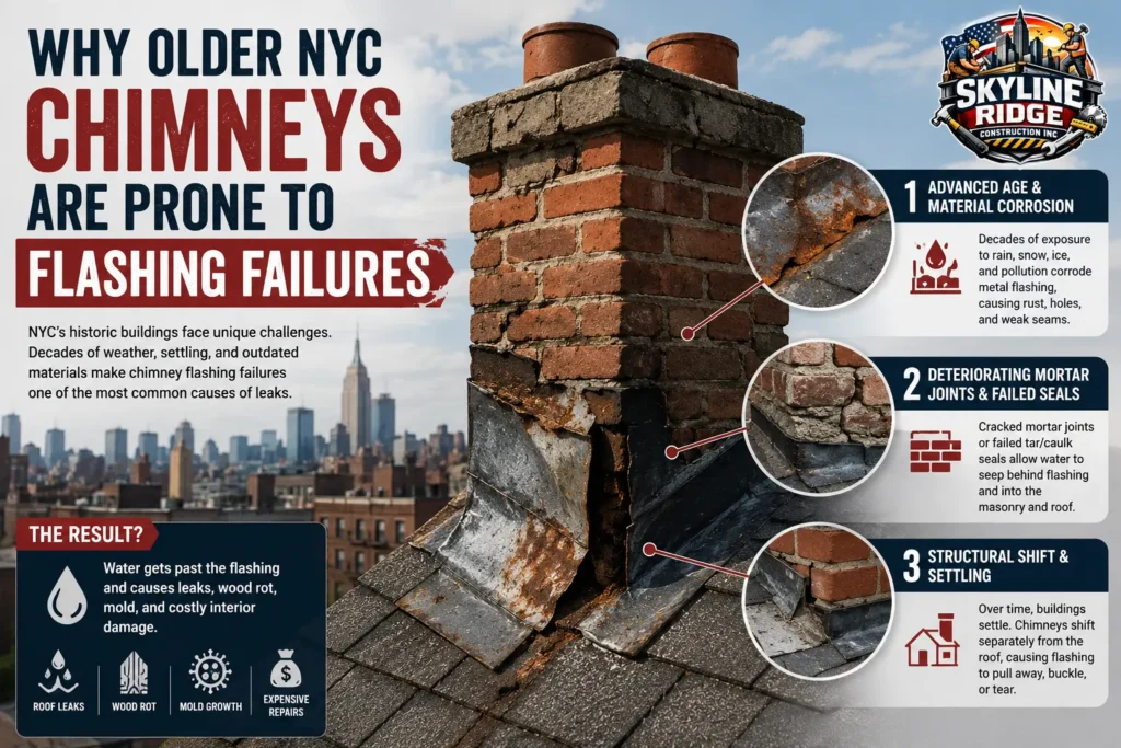 Why Older NYC Chimneys Are Prone to Flashing Failures